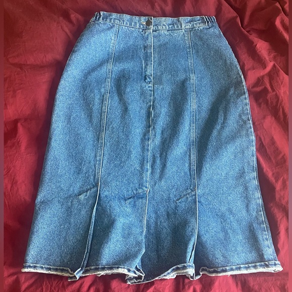 High waisted Vintage western Race denim long skirt with end pleats wrangler - Picture 2 of 3